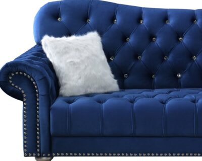 Seraphim Navy Velvet Tufted Sofa and Loveseat Set