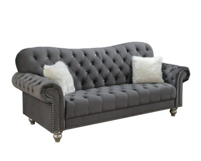 Seraphim Grey Velvet Tufted Sofa and Loveseat Set