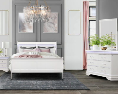 Vivienne White LED Bed