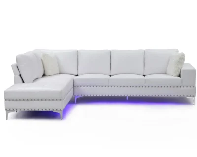 Dashiell Pure White Sectional w LED