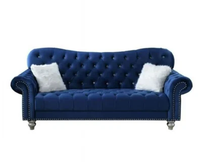 Seraphim Navy Velvet Tufted Sofa and Loveseat Set