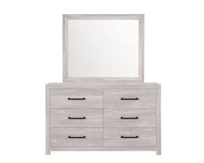 Genevieve White Wash Bedroom Set with Lamps