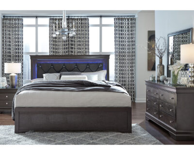 Serenity Metallic Grey Bed with LED