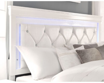 Serenity Metallic White Bedroom Set with LED