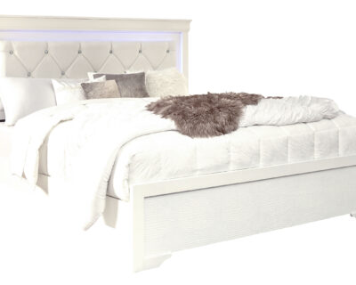 Serenity Metallic White Bed with LED
