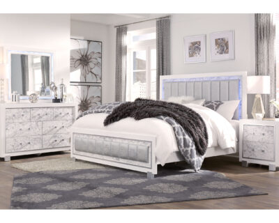 Jessamine Metallic White w Grey Marble Bed