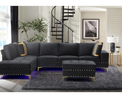 Dashiell Black Sectional w LED