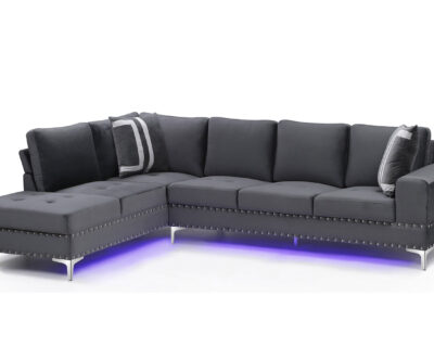 Dashiell Grey Velvet Sectional w LED