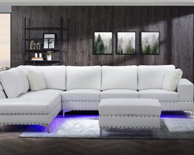 Dashiell Pure White Sectional w LED